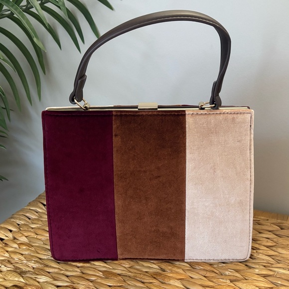 Anthropologie Handbags - Anthropologie Tri-Color Velvet Handbag